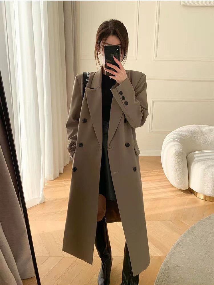 Double-breasted suit collar long coat - MERGE.DAY.1.FREESTYLE