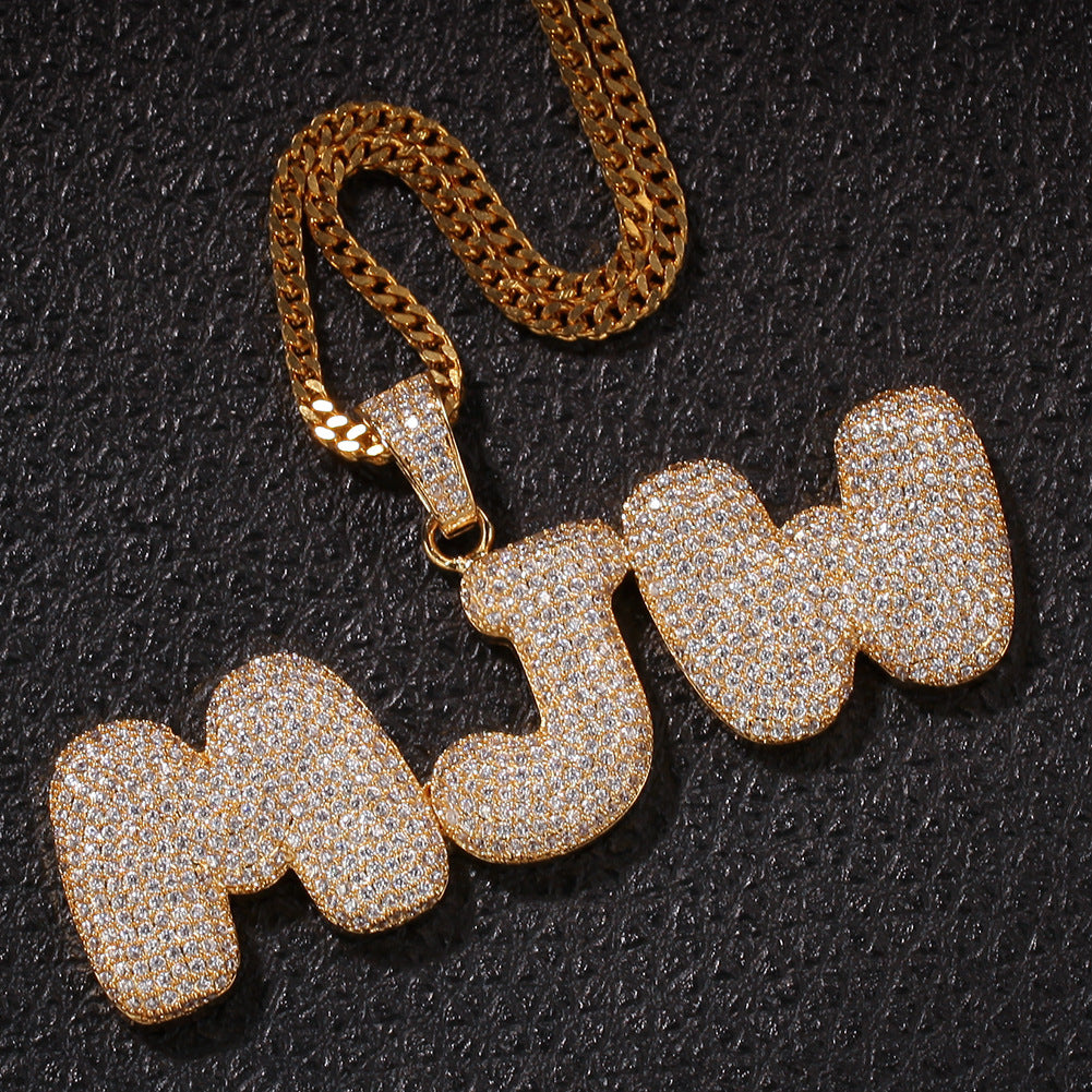 Hip-Hop Zircon English 26 Letters Micropaved Pendant - MERGE.DAY.1.FREESTYLE