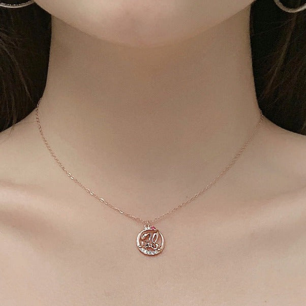 Cute Rabbit Inlaid Zircon Necklace Sterling Silver 925 Personality Clavicle Chain - MERGE.DAY.1.FREESTYLE