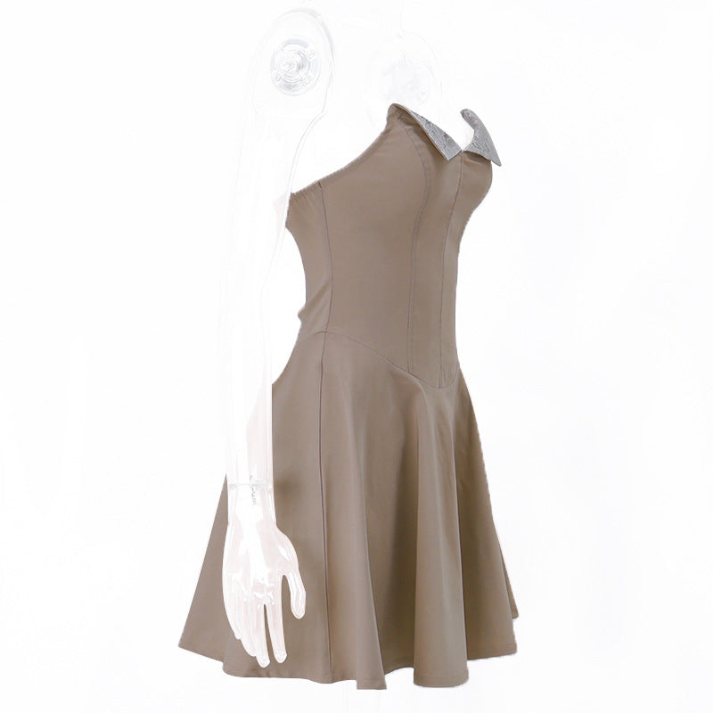 Sweet and spicy style V-neck low-cut slim A-line skirt - MERGE.DAY.1.FREESTYLE