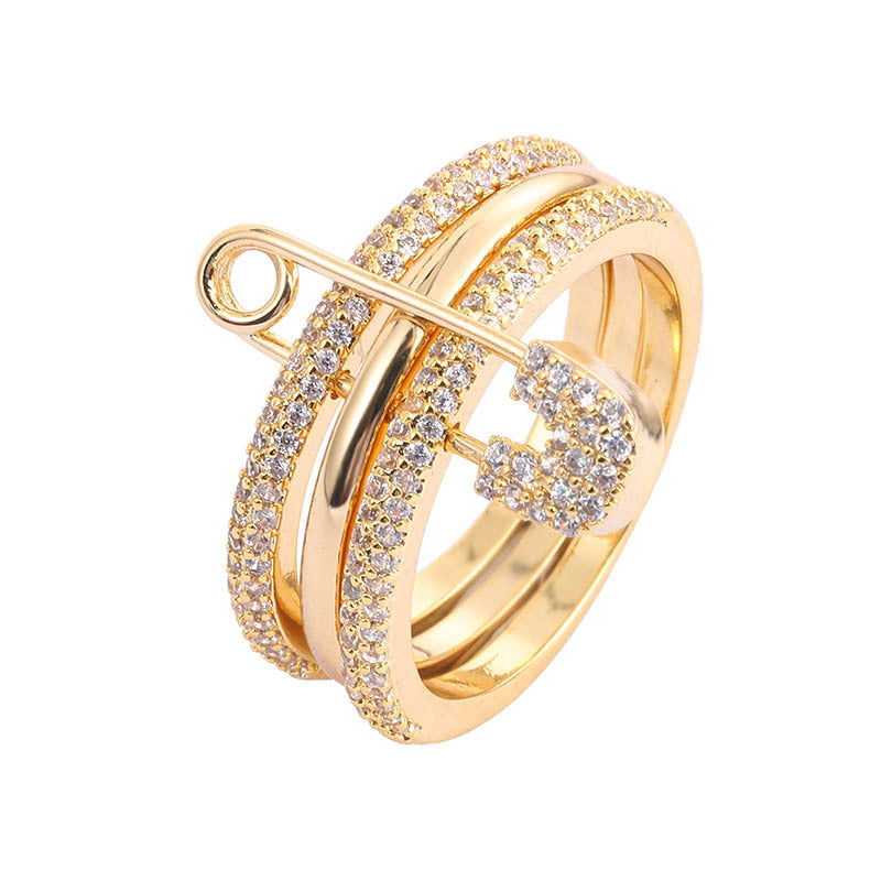 Micro-inlaid zircon pin ring - MERGE.DAY.1.FREESTYLE