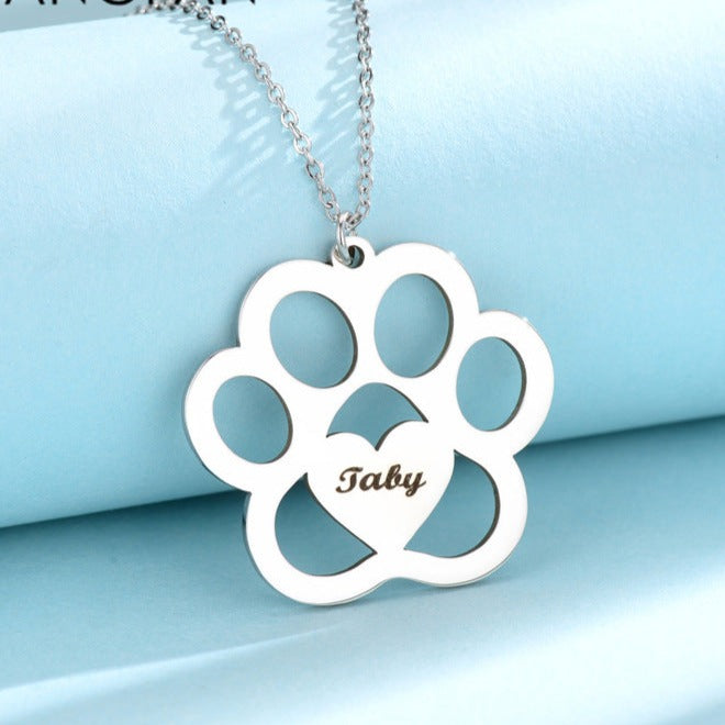 dog name necklace hollow claw love necklace - MERGE.DAY.1.FREESTYLE