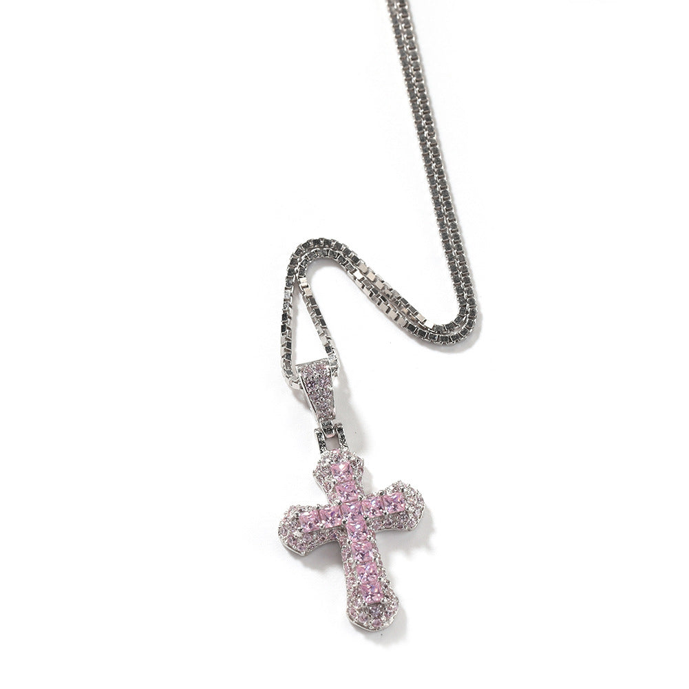 Gold-plated, diamond-encrusted mini cross necklace - MERGE.DAY.1.FREESTYLE