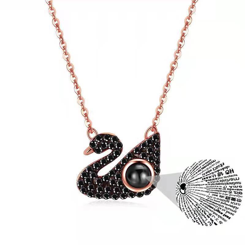 Custom Photo Projection Swan Pendant Necklace - MERGE.DAY.1.FREESTYLE
