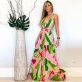 Spring and summer deep V backless dress Bohemian floral suspender dress - MERGE.DAY.1.FREESTYLE