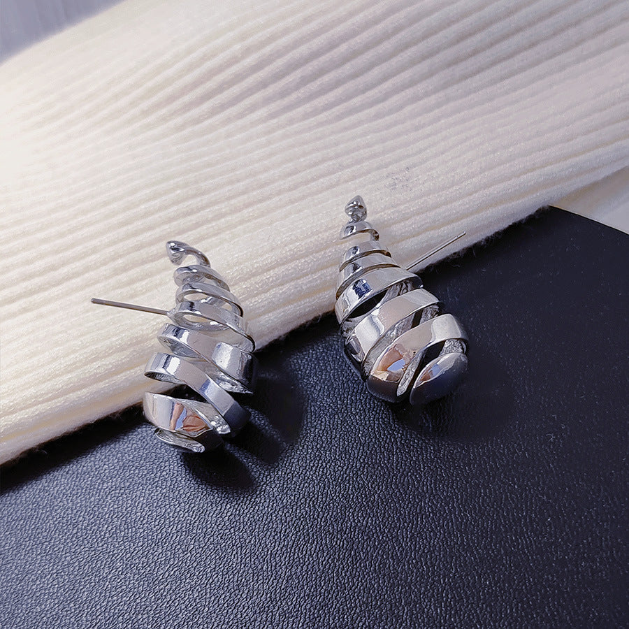 Simple Earrings Metal Hollow Water Drop Ball Stud Earrings - MERGE.DAY.1.FREESTYLE