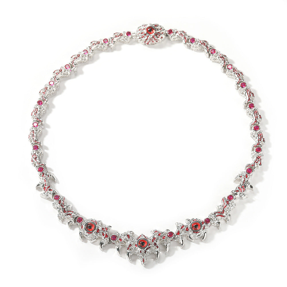 Hip-hop exaggerated spiky parasitic red-eyed thorn diamond-encrusted necklace - MERGE.DAY.1.FREESTYLE