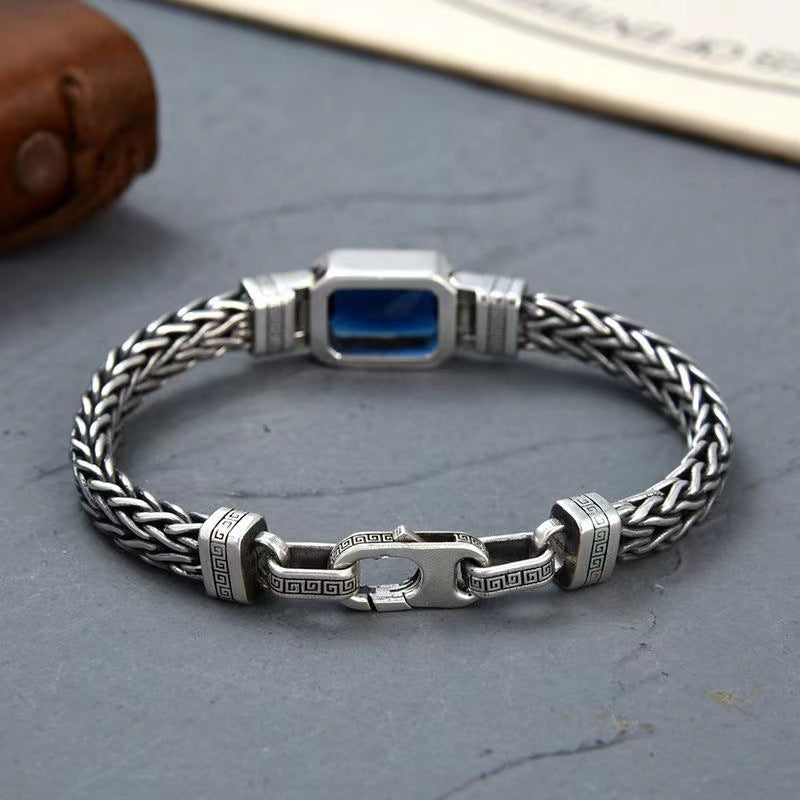 Hand-woven aquamarine silver bracelet - MERGE.DAY.1.FREESTYLE