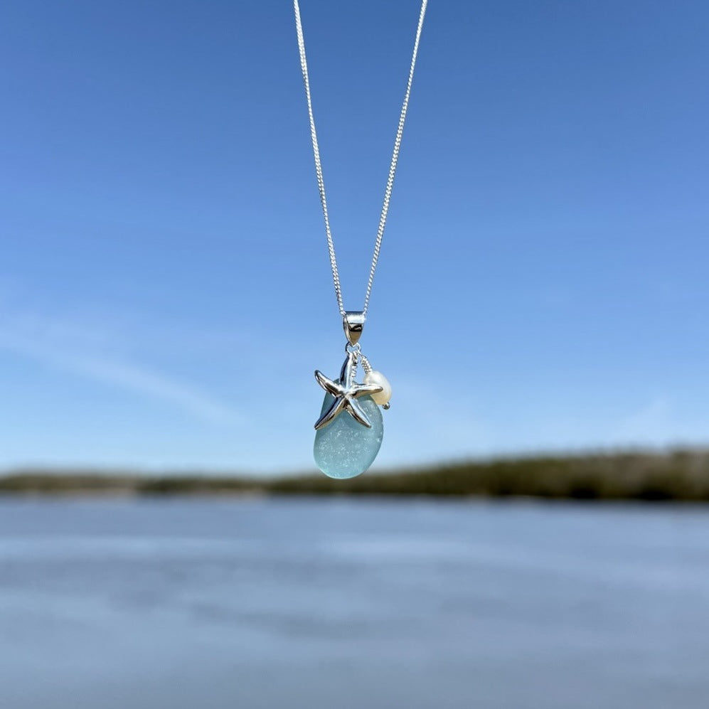 starfish necklace stone chalcedony pearl necklace - MERGE.DAY.1.FREESTYLE