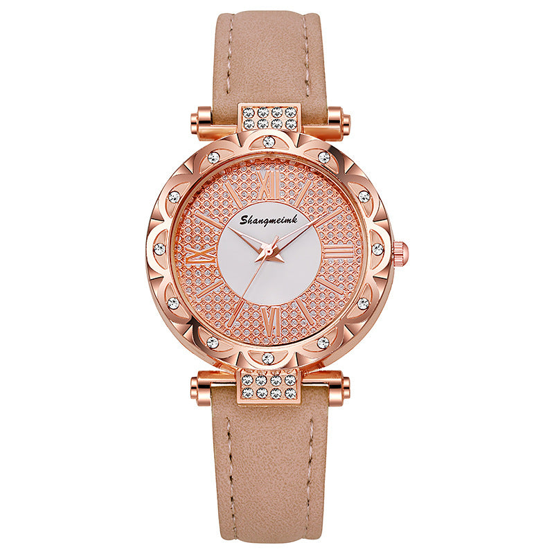 Korean-style quartz watch with a simple leather strap. - MERGE.DAY.1.FREESTYLE