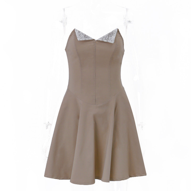 Sweet and spicy style V-neck low-cut slim A-line skirt - MERGE.DAY.1.FREESTYLE