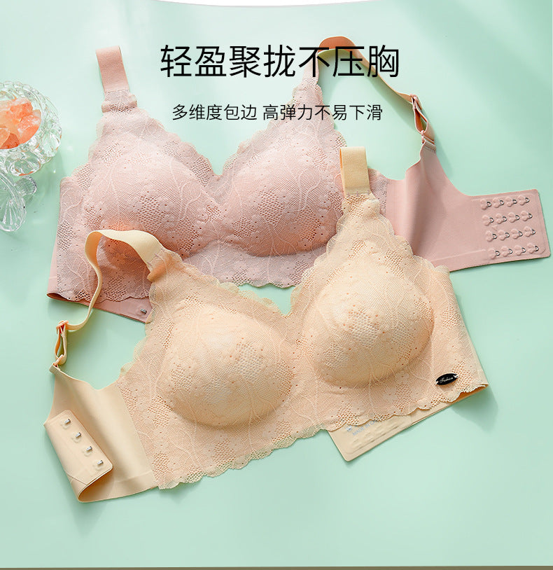 Seamless Large Size Intimates for Women, Thin, Fat mm 100kg, Fixed Cup, Big Breasts, Small Sports Push-Up Vest Bra D