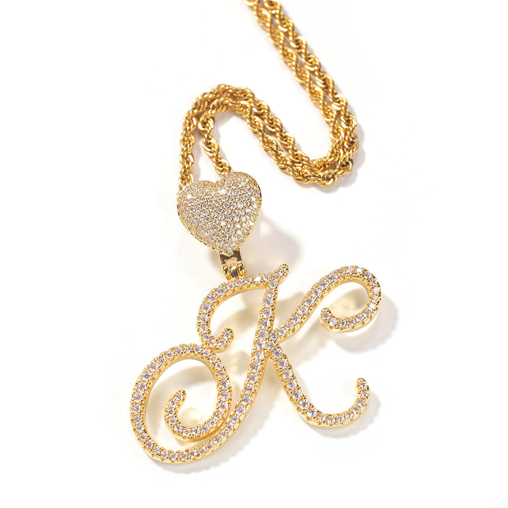 mens gold chain love button head floral necklace - MERGE.DAY.1.FREESTYLE