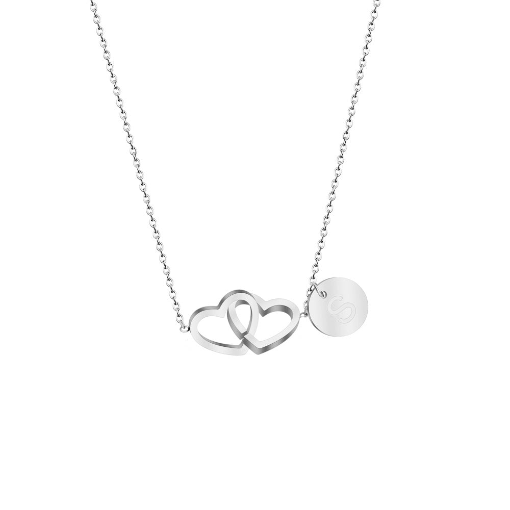 Double love necklace interlocking heart pendant - MERGE.DAY.1.FREESTYLE