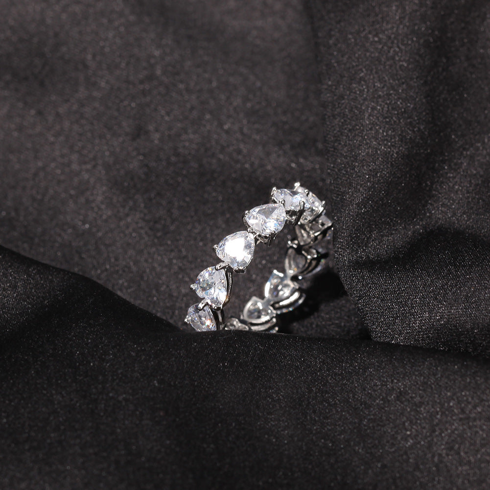 Hip-hop single-row heart-shaped zircon rings - MERGE.DAY.1.FREESTYLE