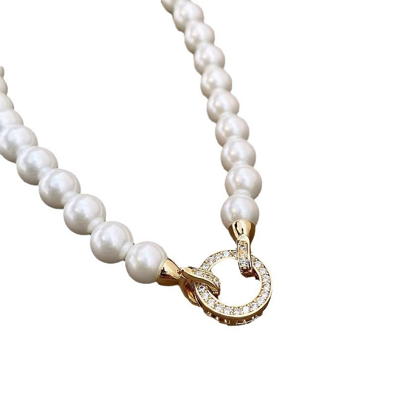 day collar large pearl inlaid zircon necklace - MERGE.DAY.1.FREESTYLE