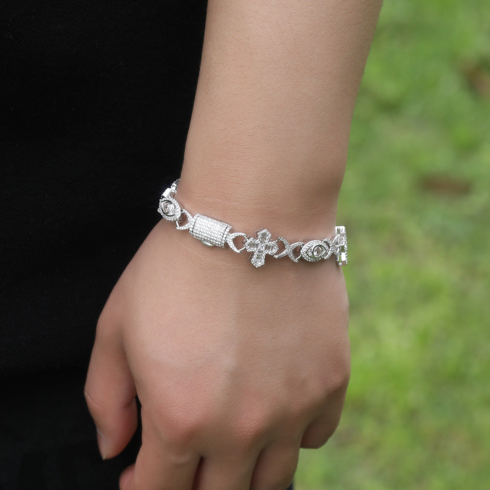 Hip Hop Zirconia Eye Cross Bracelet - MERGE.DAY.1.FREESTYLE