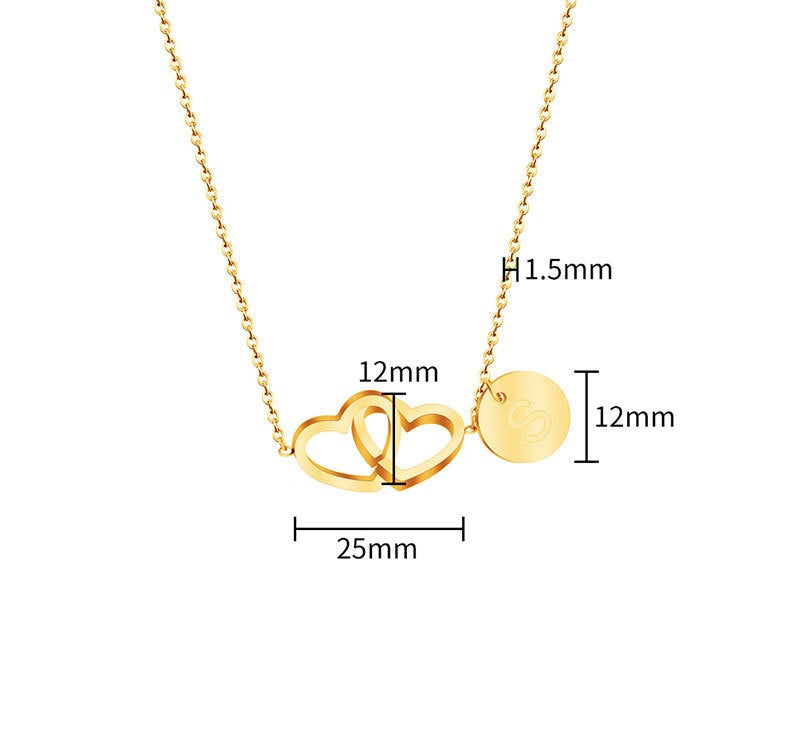 Double love necklace interlocking heart pendant - MERGE.DAY.1.FREESTYLE