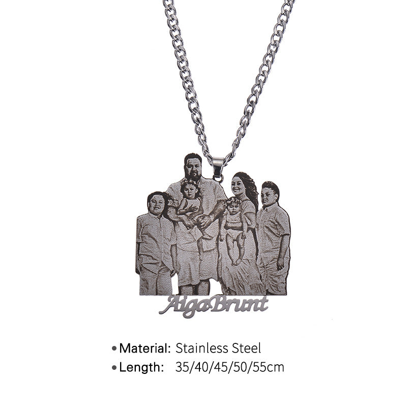 Custom Photo Necklace Custom Picture Nameplate Pendant Necklace for Kids Memory Jewelry - MERGE.DAY.1.FREESTYLE