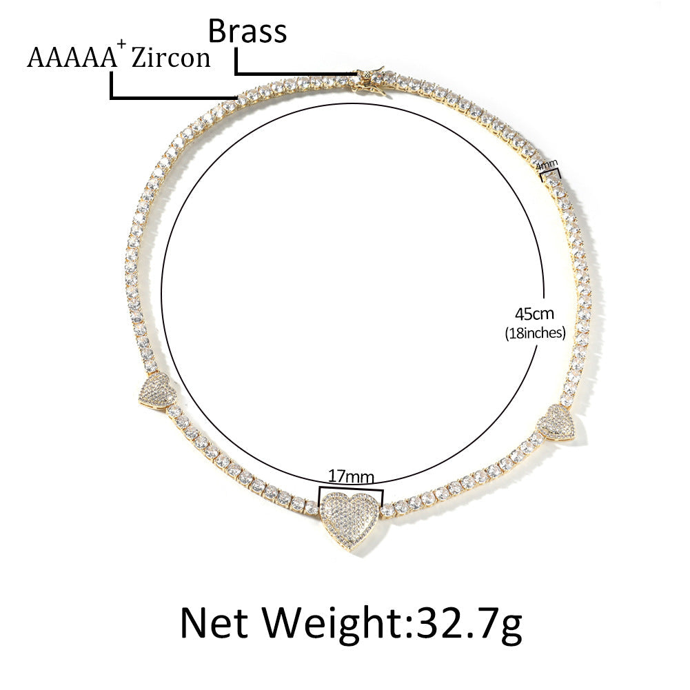 diamond tennis necklace Love heart chain - MERGE.DAY.1.FREESTYLE