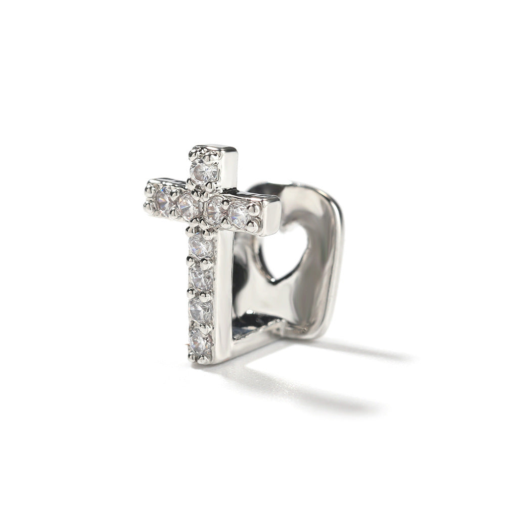 Hip-hop gold braces with zirconia cross Teeth Grillz - MERGE.DAY.1.FREESTYLE