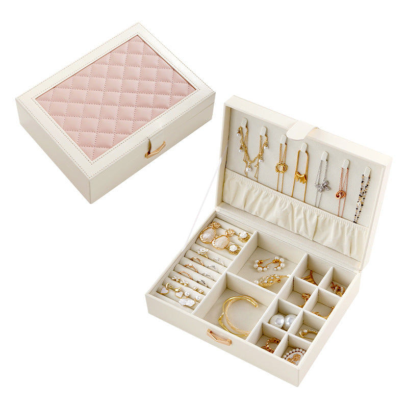 Diamond lattice leather color matching jewelry box - MERGE.DAY.1.FREESTYLE