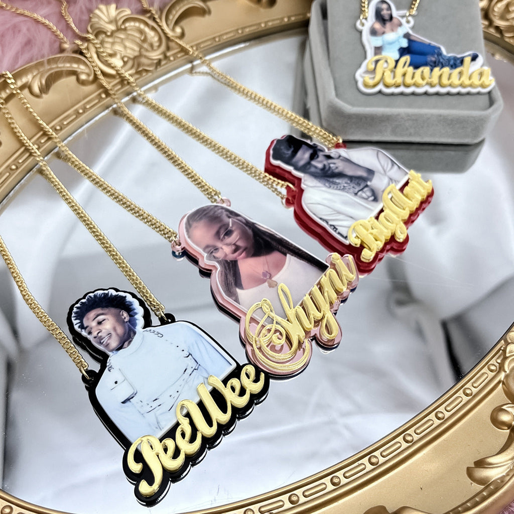 DIY color Custom Name photo necklace Personalized Acrylic Pendent Necklace Custome Jewelry - MERGE.DAY.1.FREESTYLE