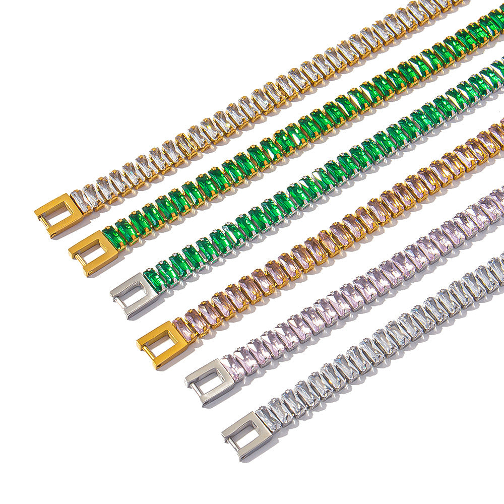 Stainless steel color zircon tennis chain - MERGE.DAY.1.FREESTYLE