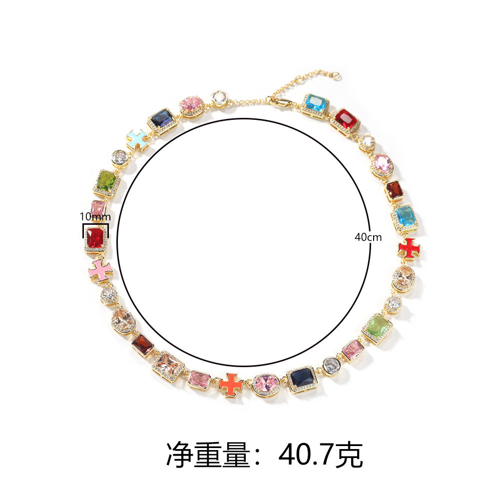 Exquisite diamond-encrusted colored gemstone bracelet and necklace - MERGE.DAY.1.FREESTYLE
