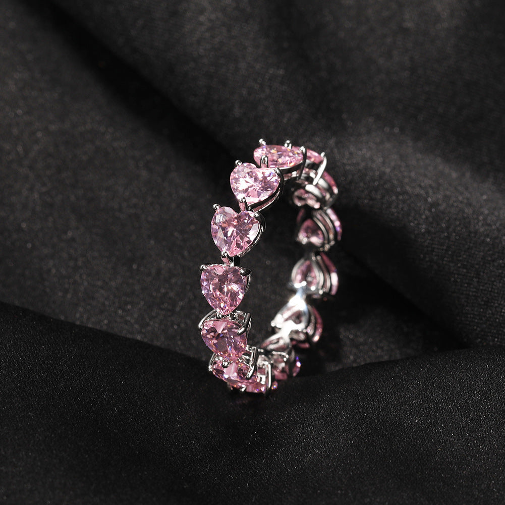 Hip-hop single-row heart-shaped zircon rings - MERGE.DAY.1.FREESTYLE