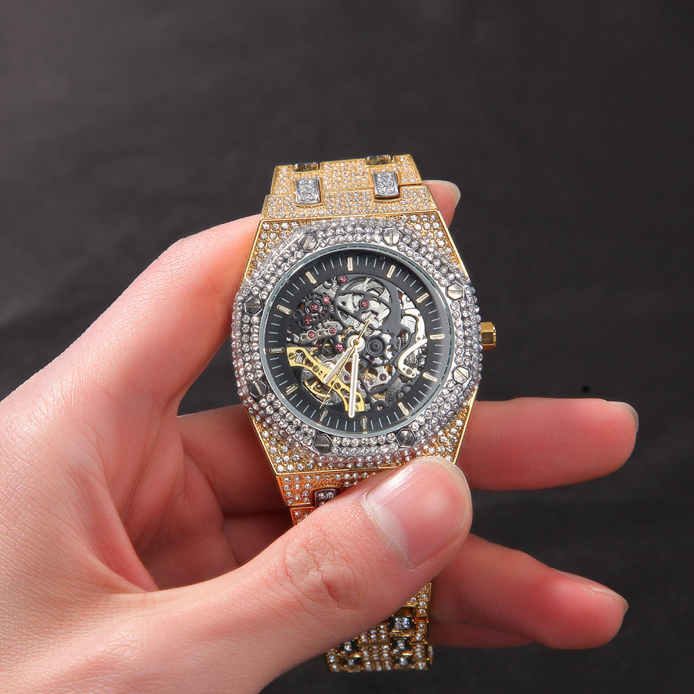 Hip Hop Full Diamond Hollow Case Mechanical Watch - MERGE.DAY.1.FREESTYLE