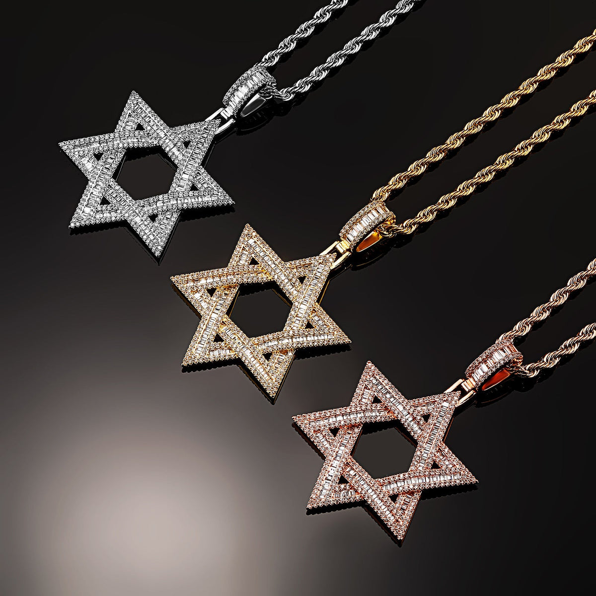 star of david necklace diamond pendant - MERGE.DAY.1.FREESTYLE