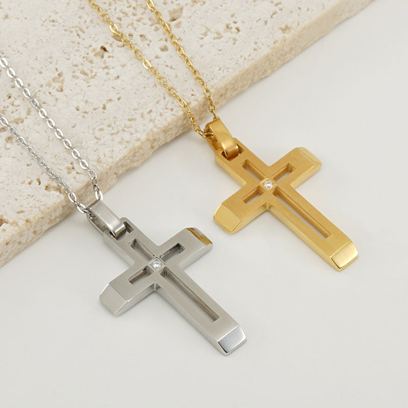 Fashionable and simple hollow diamond cross necklace - MERGE.DAY.1.FREESTYLE