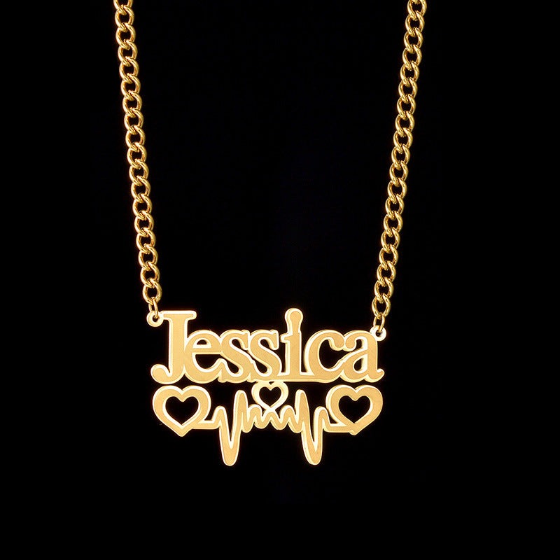 EKG love embellishment customized name necklace - MERGE.DAY.1.FREESTYLE