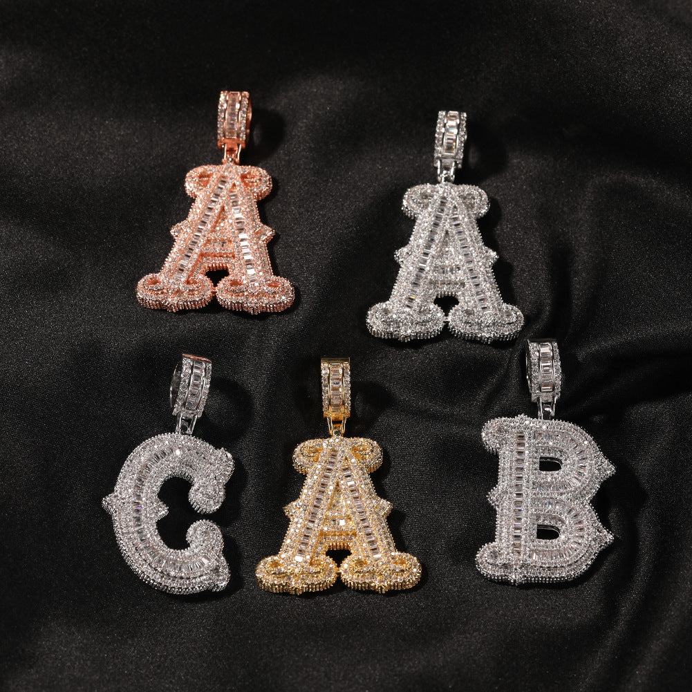 Hip-hop fully diamond-encrusted spiky rock sugar letter necklace - MERGE.DAY.1.FREESTYLE