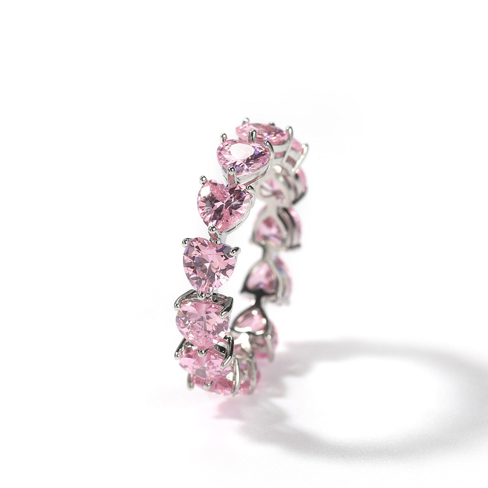 Hip-hop single-row heart-shaped zircon rings - MERGE.DAY.1.FREESTYLE