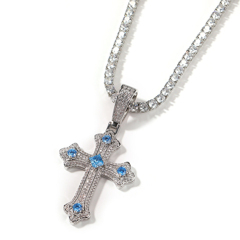 Hip-hop cross-shaped diamond Cubic Zirconia necklace - MERGE.DAY.1.FREESTYLE