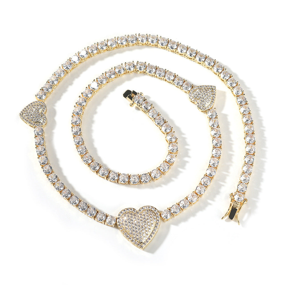 diamond tennis necklace Love heart chain - MERGE.DAY.1.FREESTYLE