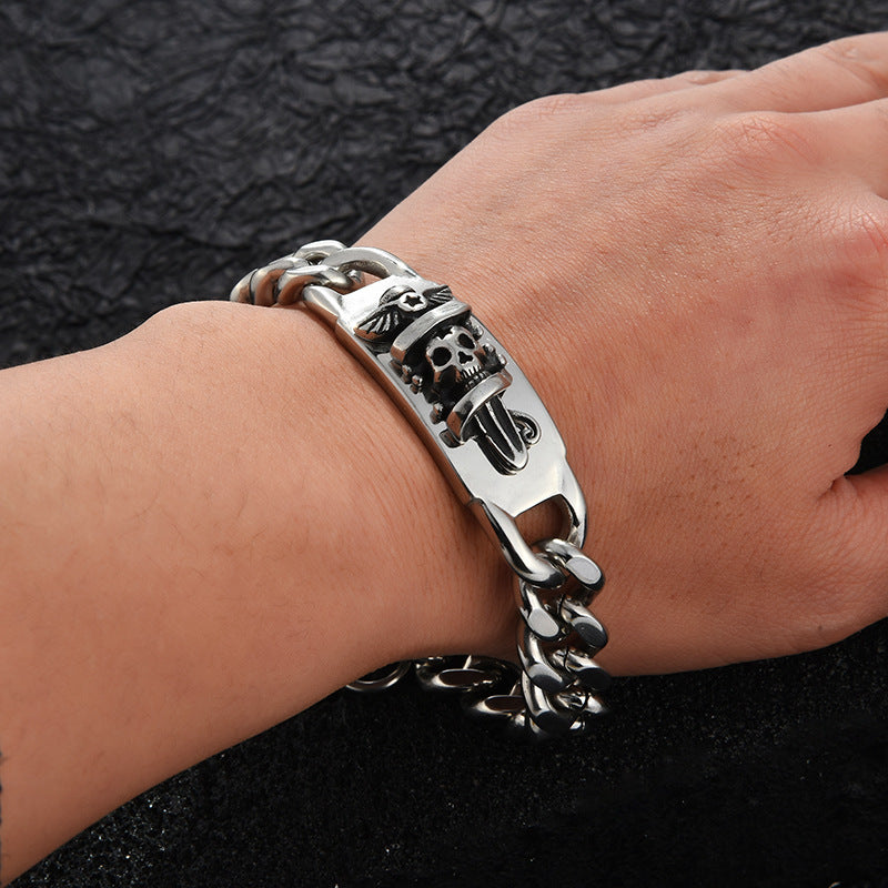 Pirates of the Caribbean skull dagger stainless steel bracelet - MERGE.DAY.1.FREESTYLE
