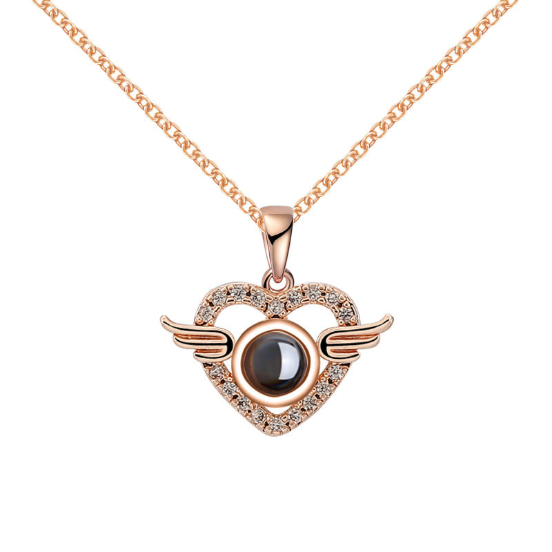 Customized Angel Projection Necklace with Diamonds - MERGE.DAY.1.FREESTYLE