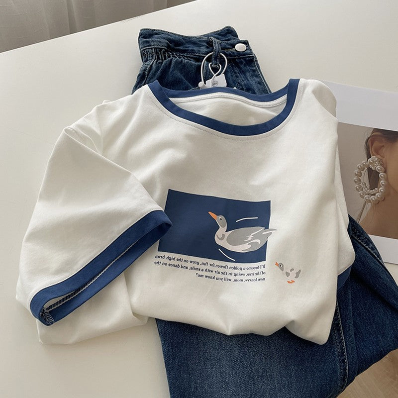 Oversize short-sleeved t-shirt women's summer loose fashion Harajuku chic half-sleeved top - MERGE.DAY.1.FREESTYLE