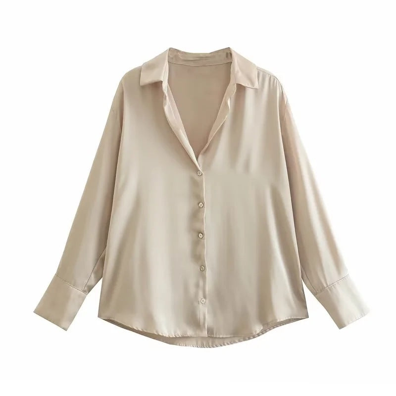 Striped satin long-sleeved shirt - MERGE.DAY.1.FREESTYLE