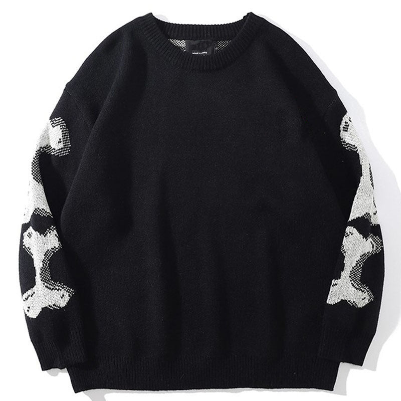 Skull round neck long sleeve sweater - MERGE.DAY.1.FREESTYLE