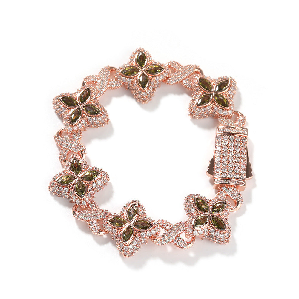 Hip-hop zircon colored infinite four-leaf clover bracelet - MERGE.DAY.1.FREESTYLE