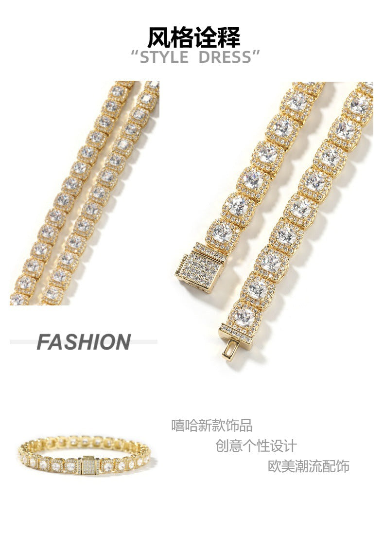 Zircon Hip Hop Necklace 7mm Gold Plated Rock Candy Chain - MERGE.DAY.1.FREESTYLE