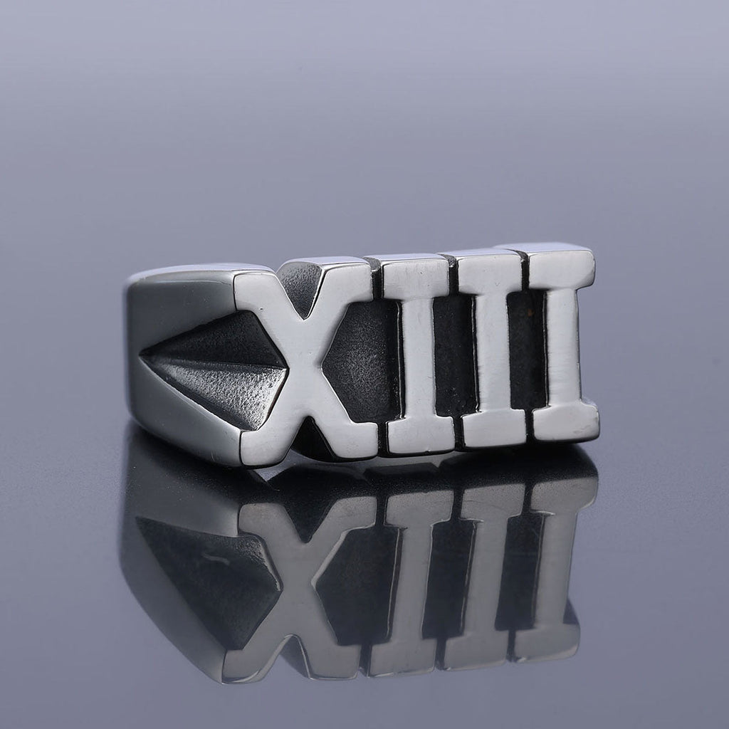 Stainless Steel Roman Numeral XIII Ring Set - MERGE.DAY.1.FREESTYLE