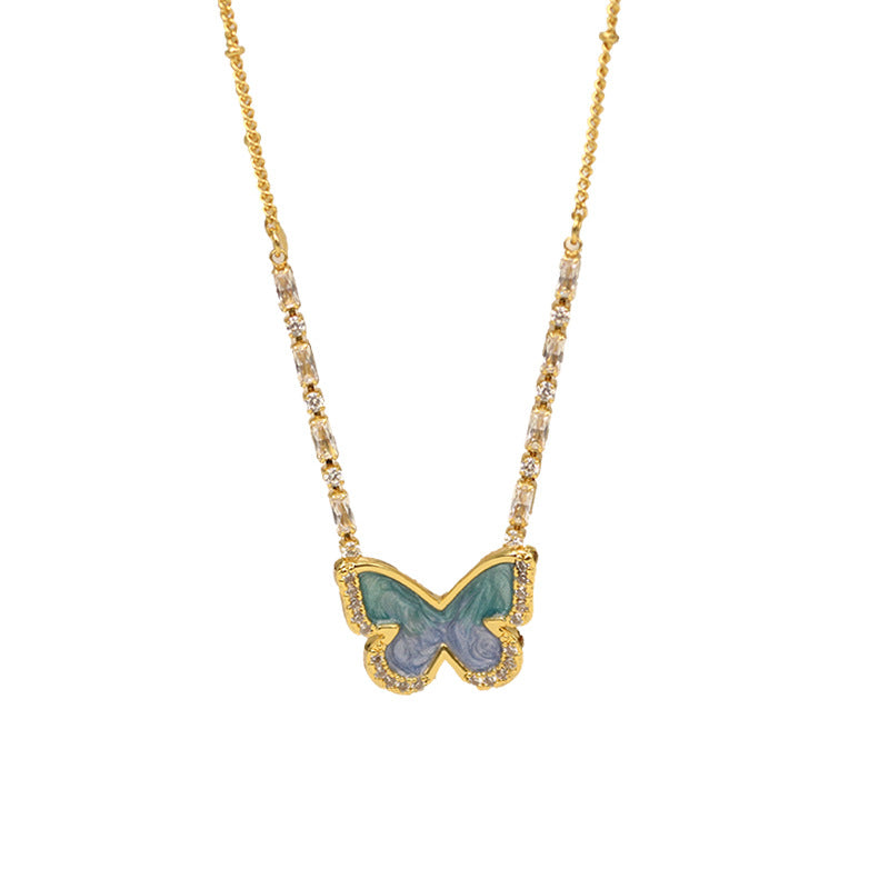 Gradient blue enamel butterfly necklace - MERGE.DAY.1.FREESTYLE