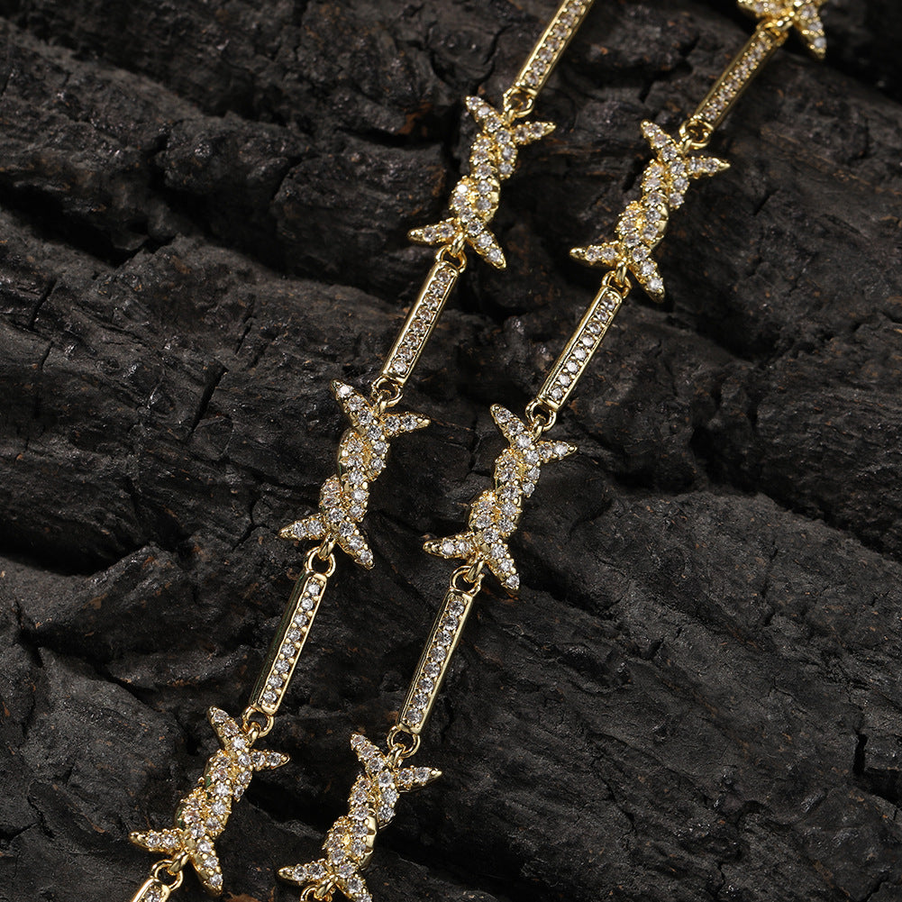Hiphop zircon-encrusted barbed wire necklace - MERGE.DAY.1.FREESTYLE