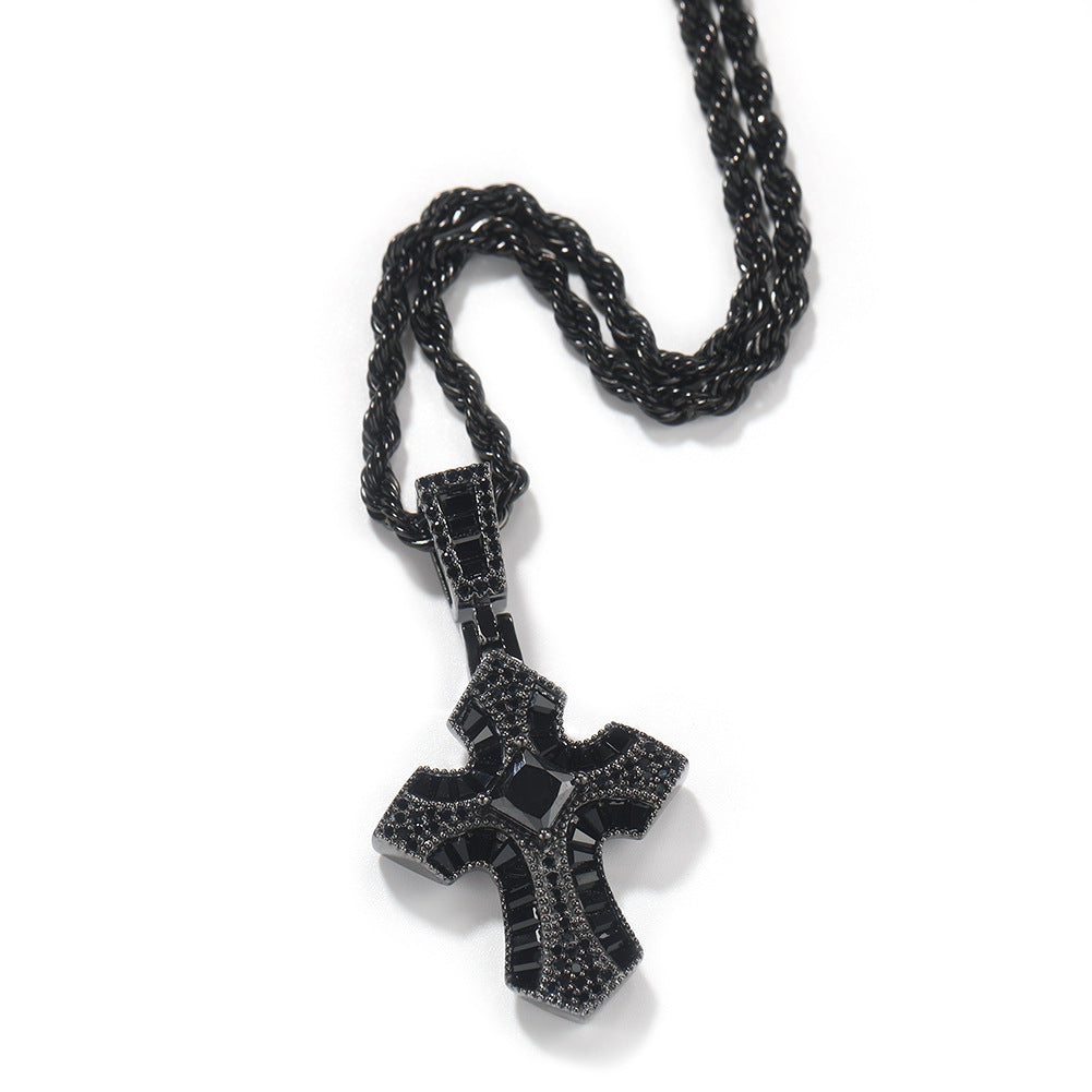 Rose Gold Cross Pendant with Micro-Zirconia - MERGE.DAY.1.FREESTYLE