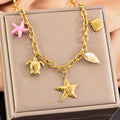starfish turtle conch gold necklace - MERGE.DAY.1.FREESTYLE